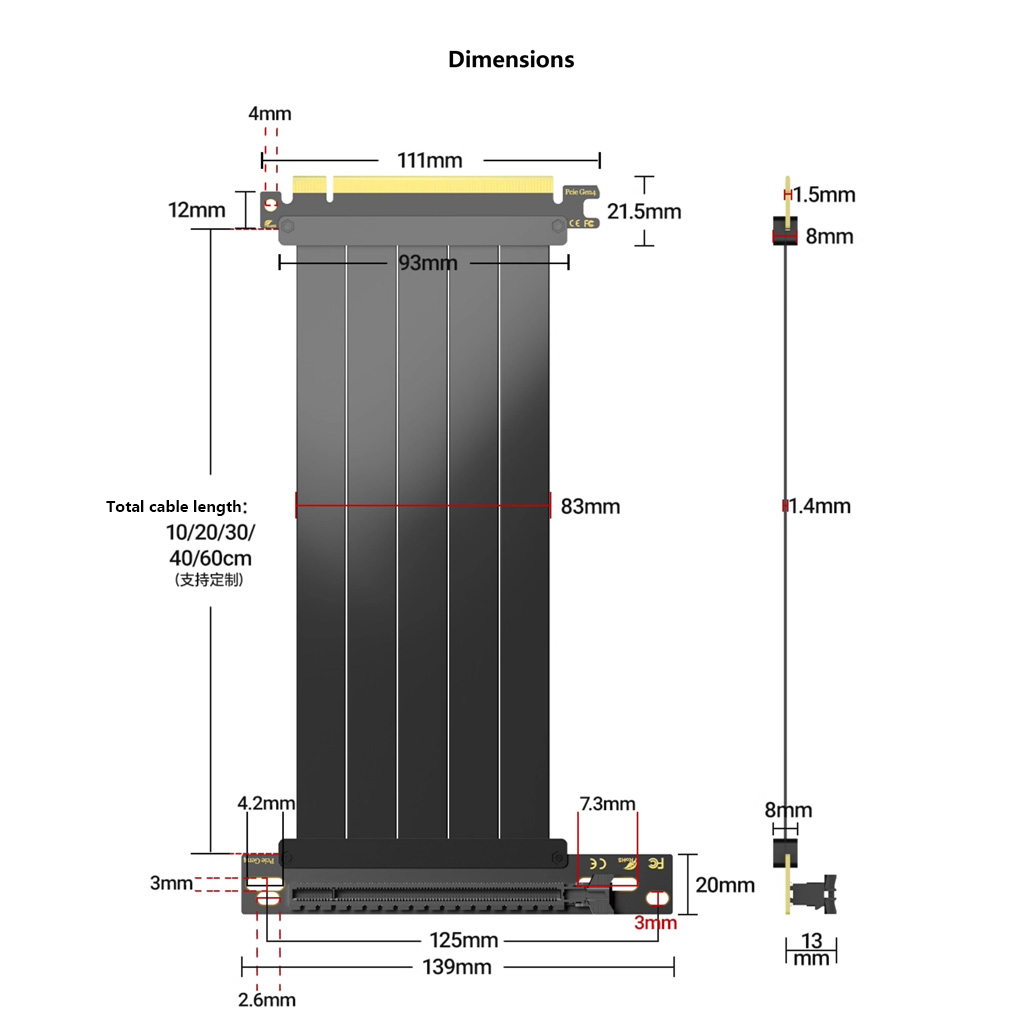 Cable elevador de extensión pa - Pcie 4.0 X16 Riser Cable 90 Degree reseña y precio